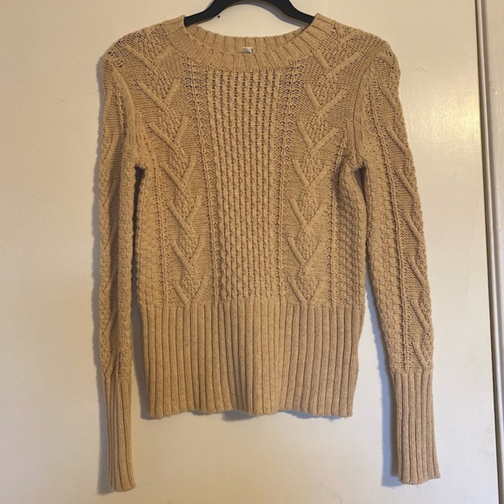 NEW Gap XS Cable knit sweater | Knitted cream beige COTTON pullover long sleeve